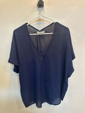 Lush Navy V-Neck Dolman Blouse